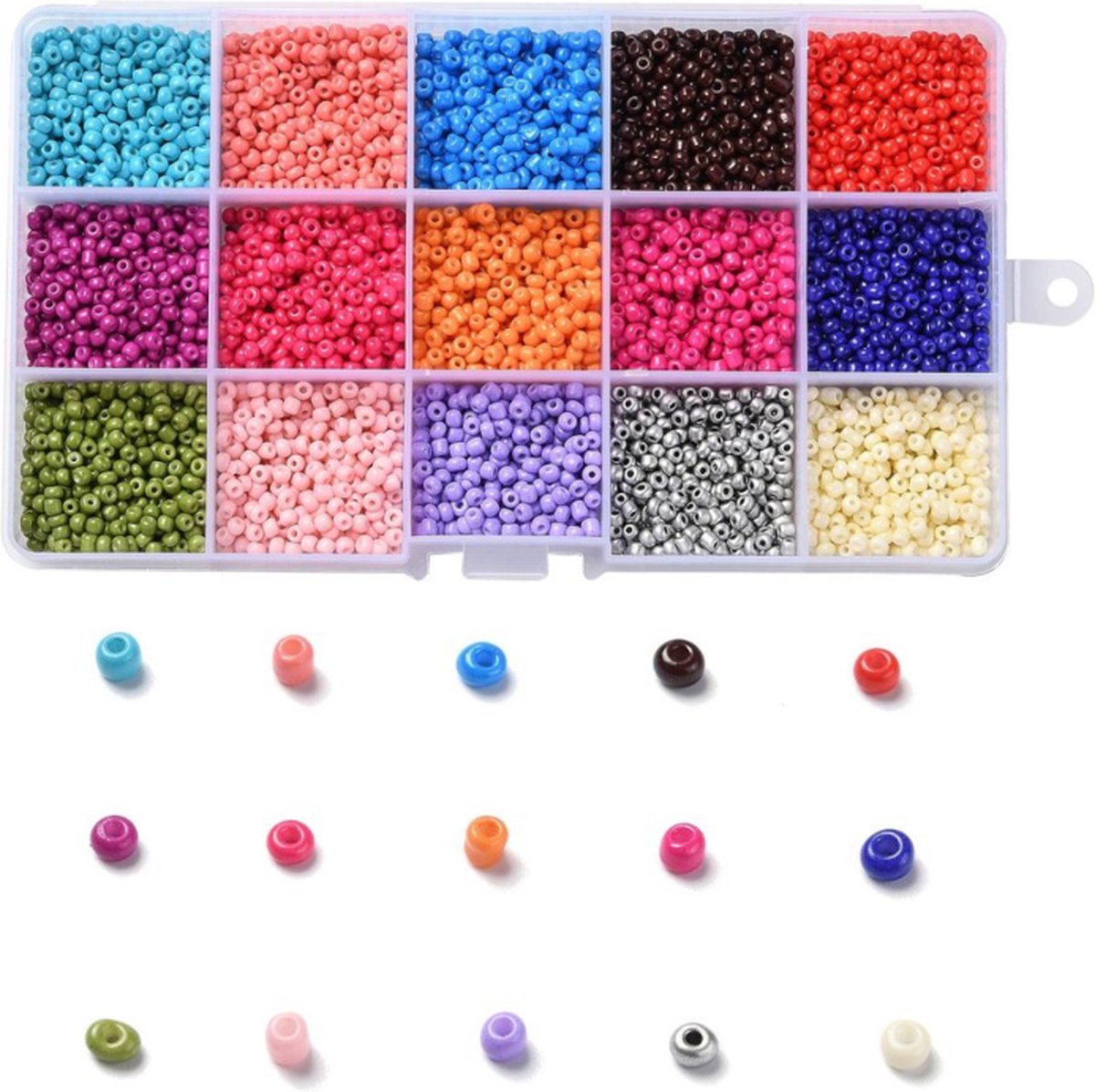 Rocailles 3mm - XXL 3mm Rocailles kralen box - 180 gram kralen - Roze - Lila - Oranje - Blauw - zomerse kleuren rocailles